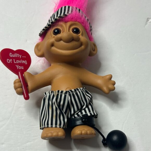 Vintage Russ Troll Dolls - Police & Prisoner of Love with Pink & Purple Hair - Picture 6 of 9